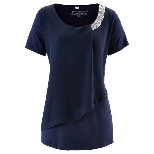 Shirt Premium z wstawką z tkaniny | bonprix
