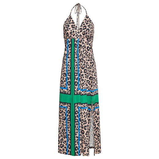 Sukienka z głębokim dekoltem halter i deseniem w cętki leoparda | bonprix