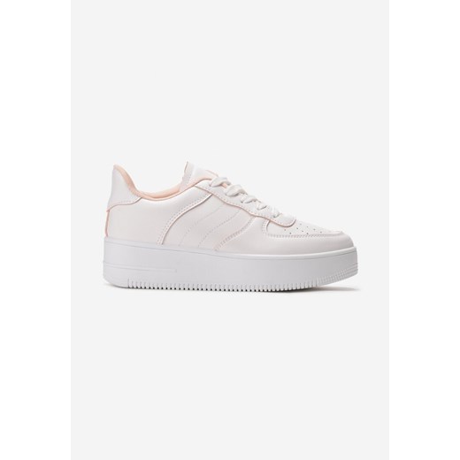 Buty sportowe damskie Born2be sneakersy młodzieżowe na płaskiej podeszwie białe sznurowane
