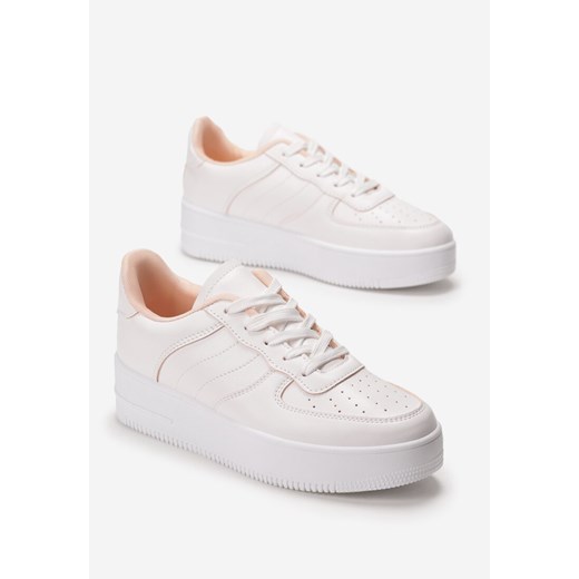 Buty sportowe damskie Born2be sneakersy młodzieżowe na płaskiej podeszwie bez wzorów sznurowane