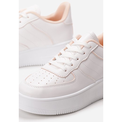 Buty sportowe damskie białe Born2be sneakersy młodzieżowe bez wzorów sznurowane