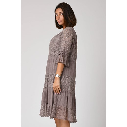 Plus Size Fashion sukienka z okrągłym dekoltem z długim rękawem