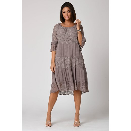 Sukienka Plus Size Fashion z okrągłym dekoltem