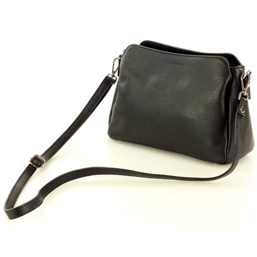 MARCO MAZZINI Zorganizowana torebka skórzana crossbody listonoszka czarna Merg one size wyprzedaż merg.pl