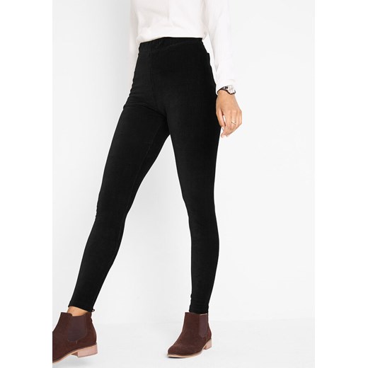 Legginsy ze sztruksu w drobny prążek, z wygodnym szerokim paskiem | bonprix Bonprix 36/38 bonprix