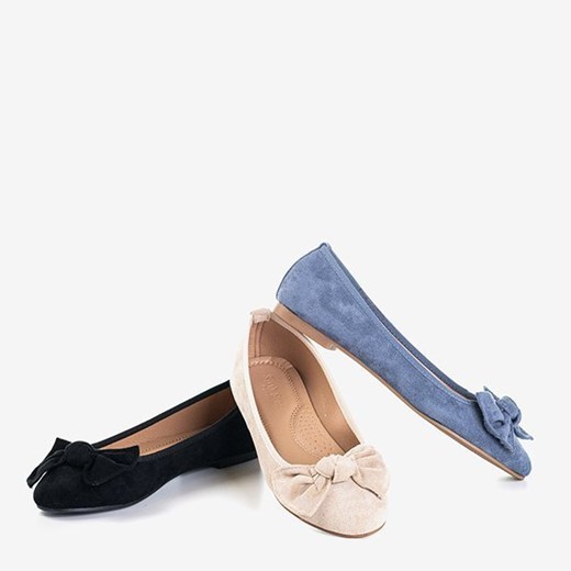 Niebieskie damskie baleriny z kokardką Osstice - Obuwie Royalfashion.pl 40 royalfashion.pl