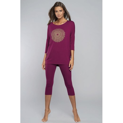 Piżama Damska Model Mandala r.3/4 sp.3/4 Wino Italian Fashion M Bomawika
