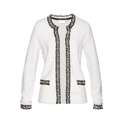 Sweter rozpinany z perełkami | bonprix Bonprix 40/42 bonprix