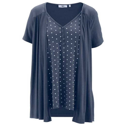 Shirt 2 w 1 z dekoltem w serek, krótki rękaw | bonprix Bonprix 40/42 bonprix