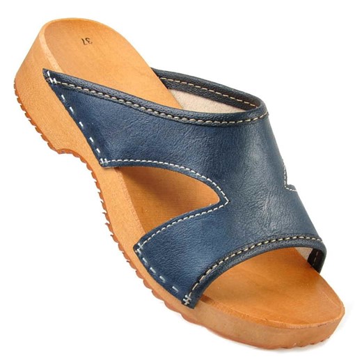 Drewniaki chodaki trepy klapki Granatowe /F8-1 Ae638 S330/ Pantofelek24 37 pantofelek24.pl