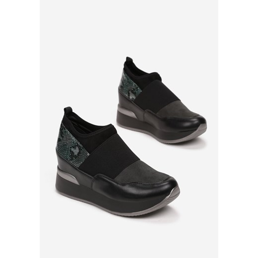 Czarno-Zielone Sneakersy Eucrante Renee 40 renee.pl