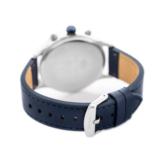 ZEGAREK MĘSKI GINO ROSSI - E11658A-6F1 - EXCLUSIVE (zg291b) + BOX - Srebrny || Granatowy Gino Rossi TAYMA