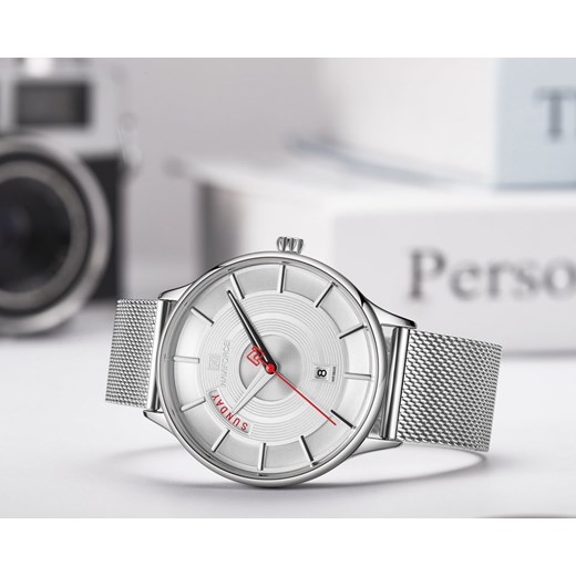 ZEGAREK MĘSKI NAVIFORCE NF3007 - (zn099a) + BOX - Srebrny Naviforce TAYMA