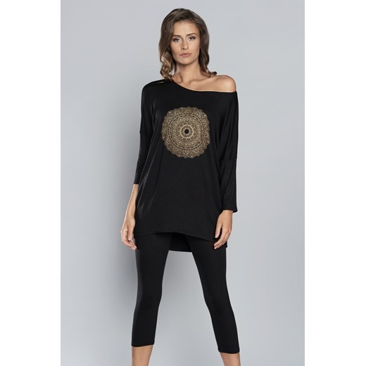 Piżama Damska Model Mandala r.3/4 sp.3/4 Black Italian Fashion S Bomawika