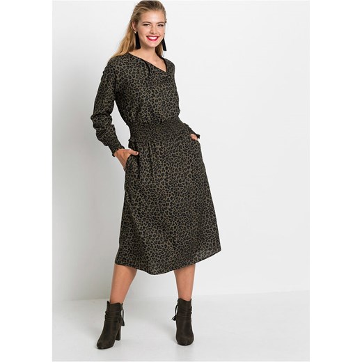 Sukienka midi w cętki leoparda | bonprix Bonprix 44 bonprix