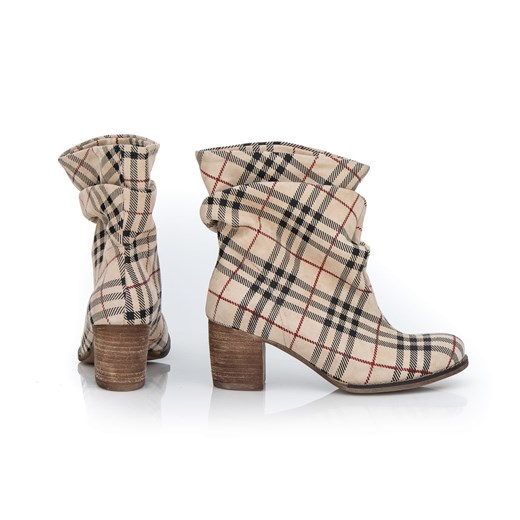 botki - skóra naturalna - model 456 - kolor beżowa kratka Zapato 38 zapato.com.pl