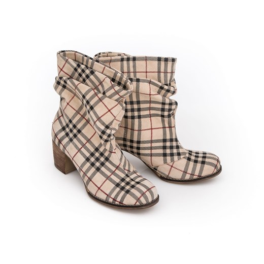 botki - skóra naturalna - model 456 - kolor beżowa kratka Zapato 40 zapato.com.pl