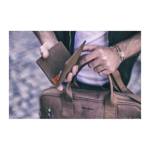 Jasno brązowy portfel slim wallet brodrene sw01 - brødrene Brødrene GENTLE-MAN