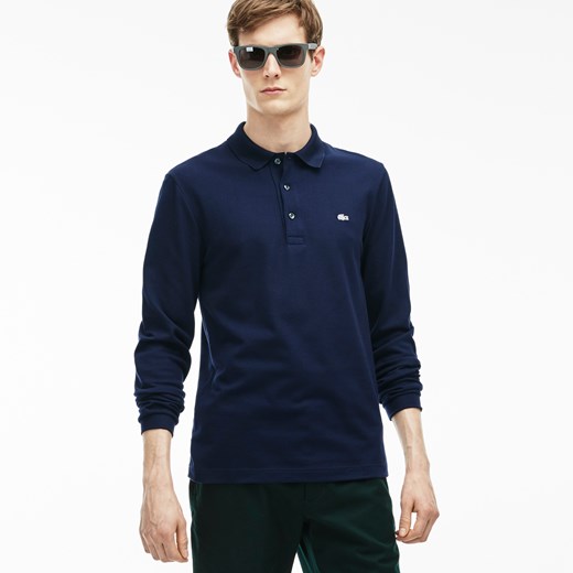 T-shirt męski Lacoste gładki casual z długimi rękawami