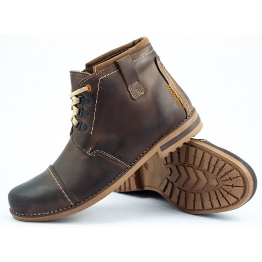 Zimowe Buty Męskie Śniegowce 120 Brązowe Buty Olivier 44 butyolivier