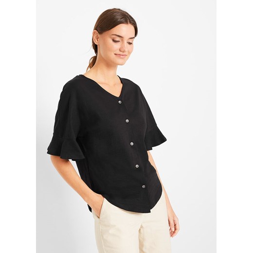 Bluzka shirtowa z plisą guzikową | bonprix Bonprix 40/42 bonprix