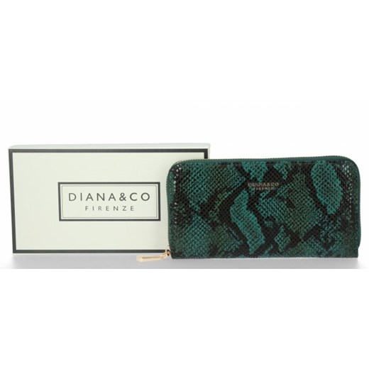 Elegancki Portfel Damski XL wzór węża firmy Diana&Co Zielony (kolory) PaniTorbalska