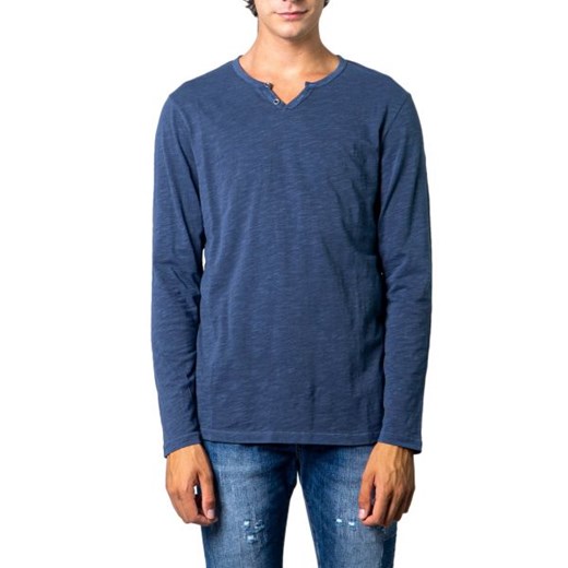 Jack Jones T-shirt Mężczyzna - Split Neck Tee L/S Noos - Niebieski Jack Jones L Italian Collection Worldwide