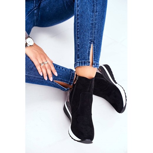 Buty sportowe damskie Vinceza sneakersy czarne ze skóry ekologicznej w stylu klasycznym na zamek
