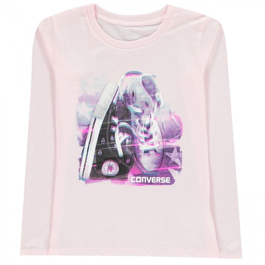 Converse Exposed Long Sleeve T-Shirt Junior Girls Converse 13-15 Yrs Factcool