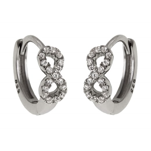Eleganckie srebrne kolczyki klasyczne kółka circle ring nieskończoność infinity białe cyrkonie srebro 925 K2729 Valerio.pl