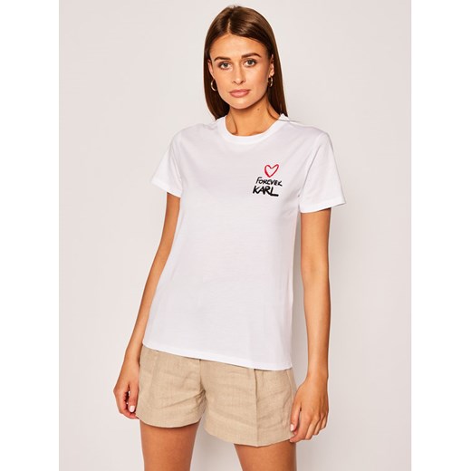 KARL LAGERFELD T-Shirt Forever Karl Tee 200W1750 Biały Regular Fit Karl Lagerfeld XS okazja MODIVO