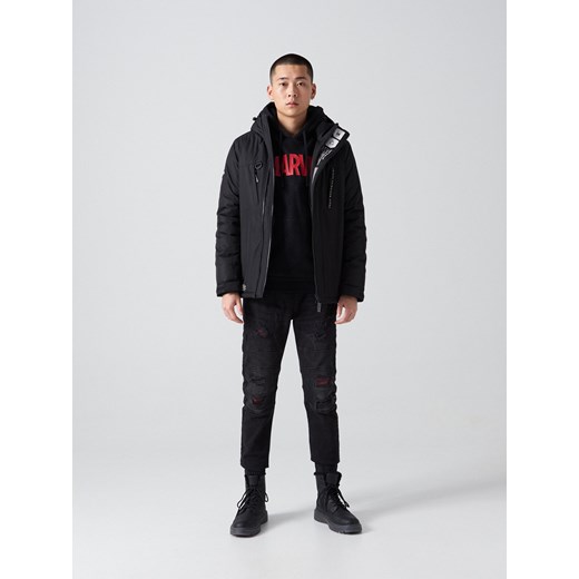 Cropp - Kurtka z tekstowymi nadrukami - Czarny Cropp L Cropp