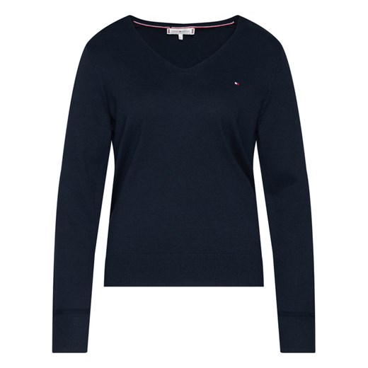 Sweter damski Tommy Hilfiger w serek gładki