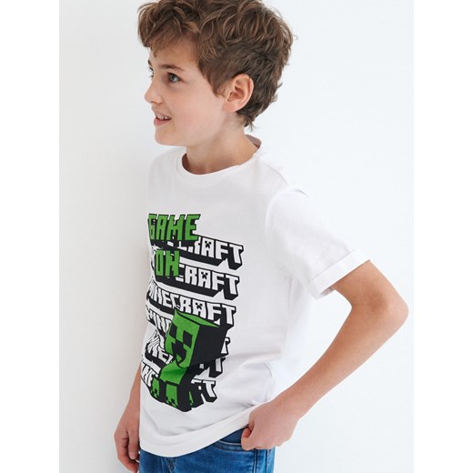 Reserved - Bawełniany t-shirt Minecraft - Biały Reserved 170 Reserved
