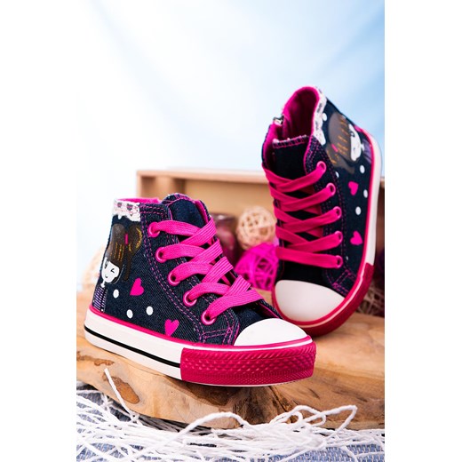 Granatowe trampki jeansowe wysokie sznurowane Casu 204/27B Casu 25 Casu.pl