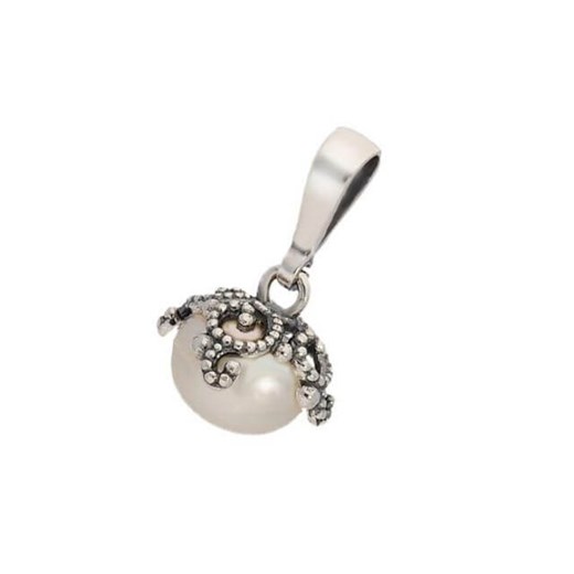 Srebrny oksydowany wisiorek z perłą W 1787 Polcarat Design Polcarat Design