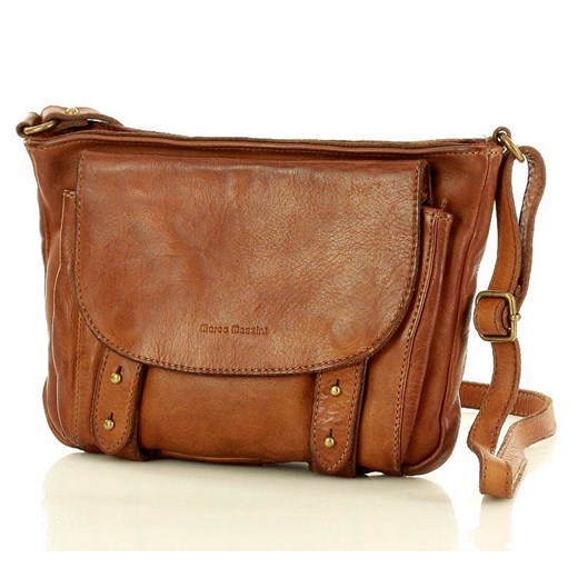 MARCO MAZZINI Torebka przewieszka skórzana vintage messenger brąz camel Marco Mazzini Handmade uniwersalny Verostilo
