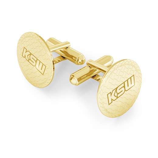 Okrągłe spinki do mankietu z logo KSW, srebro 925 : Kolor pokrycia srebra - Pokrycie Żółtym 18K Złotem Giorre GIORRE