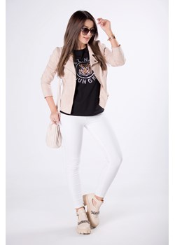 Kurtka damska Ptakmoda.com beżowa bez kaptura zamszowa