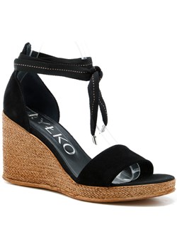 Espadryle damskie Ryłko eleganckie czarne na koturnie