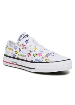 Trampki dziecięce Converse białe w nadruki sznurowane