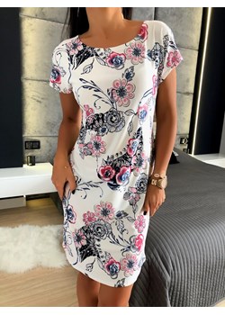Sukienka Modnakiecka.pl mini w kwiaty z krótkim rękawem