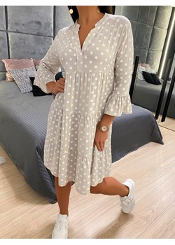 Sukienka Modnakiecka.pl casual z długim rękawem z dekoltem w serek mini oversize