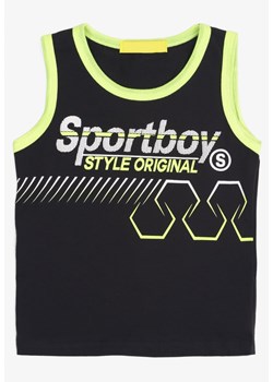 T-shirt chłopięce Multu czarny bez rękawów z napisami