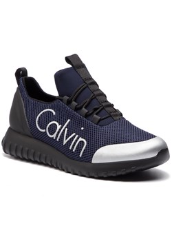 Buty sportowe męskie Calvin Klein na wiosnę niebieskie sznurowane