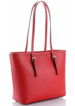 Shopper bag Genuine Leather bez dodatków czerwona casual