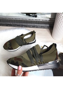 Buty sportowe damskie sneakersy młodzieżowe zielone letnie na platformie