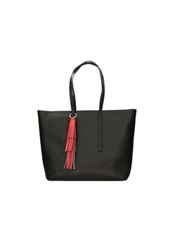 Shopper bag czarna Calvin Klein ze skóry ekologicznej ze zdobieniami mieszcząca a5 elegancka