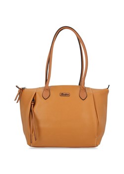 Shopper bag pomarańczowy David Jones matowa bez dodatków na ramię