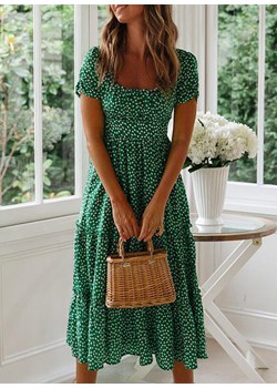 Sukienka zielona Sandbella bawełniana boho midi w groszki